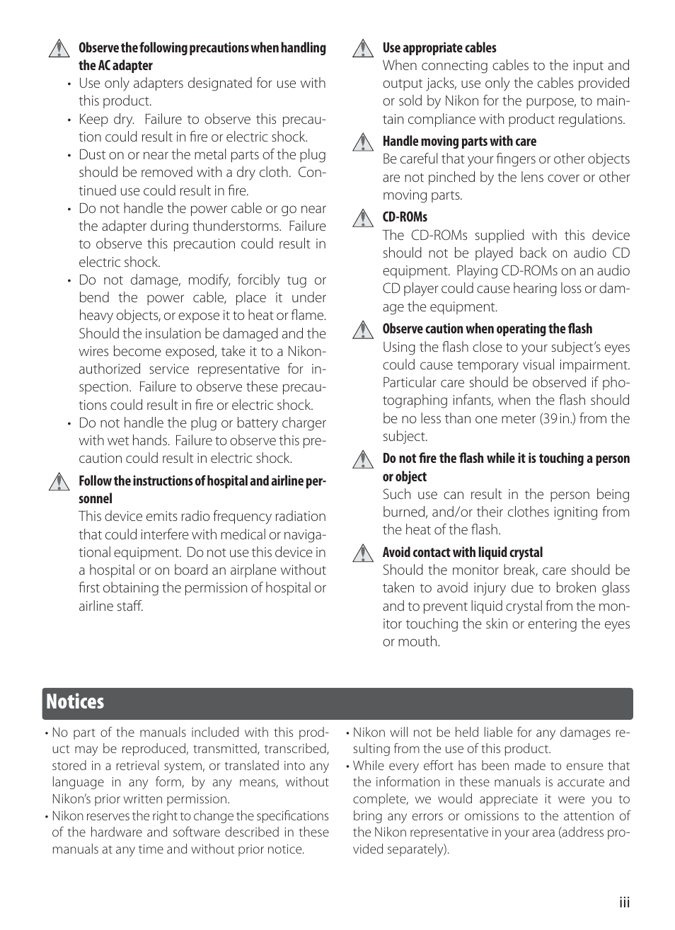 Notices | Nikon COOLPIX S6 User Manual | Page 5 / 119