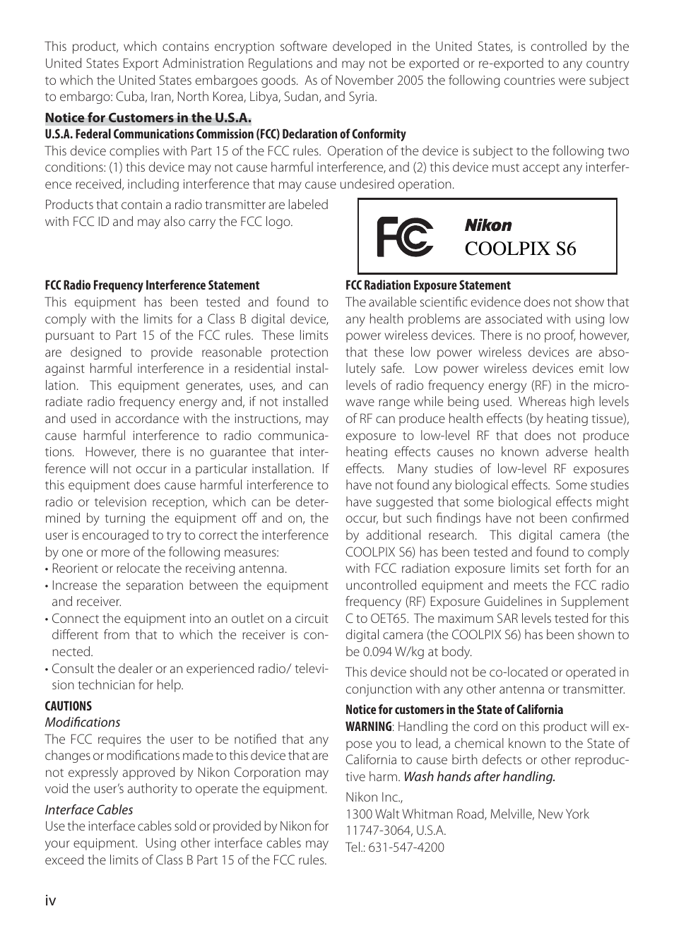 Coolpix s6 | Nikon COOLPIX S6 User Manual | Page 6 / 119