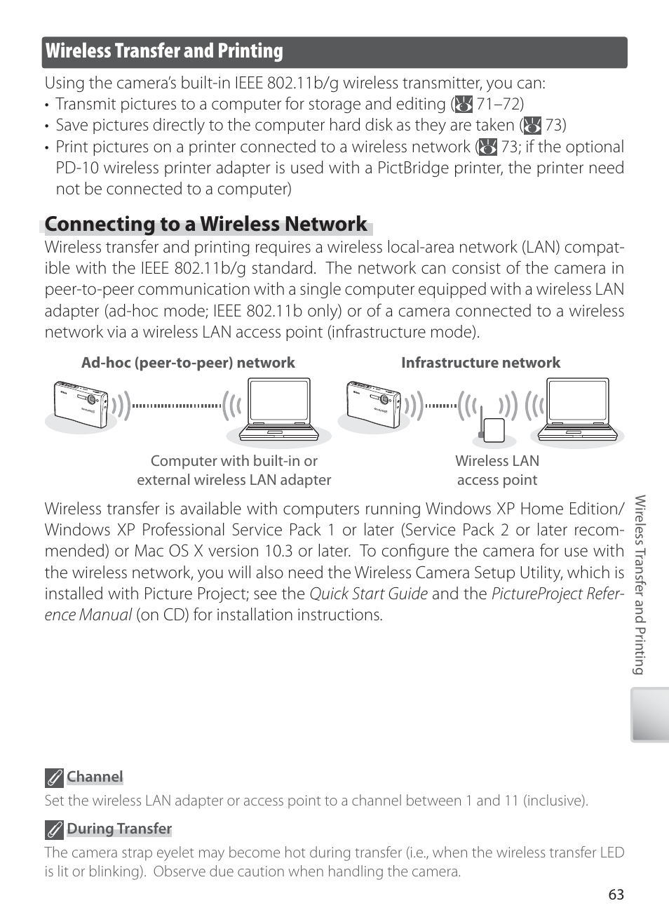 Wireless transfer and printing, Connecting to a wireless network | Nikon COOLPIX S6 User Manual | Page 73 / 119