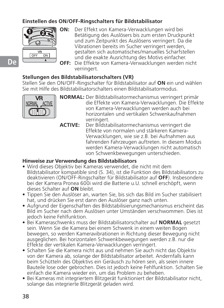 Jp en de fr es se ru nl it ck ch kr | Nikon AF-S Nikkor 300mm f/2.8G ED VR II User Manual | Page 38 / 204