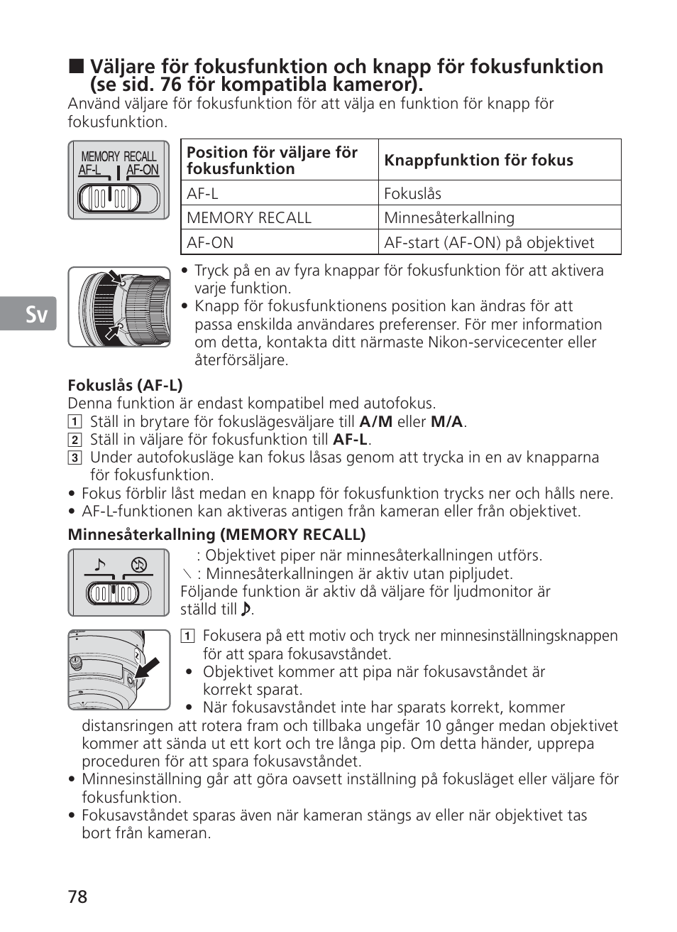 Jp en de fr es sv ru nl it ck ch kr | Nikon AF-S Nikkor 300mm f/2.8G ED VR II User Manual | Page 78 / 204