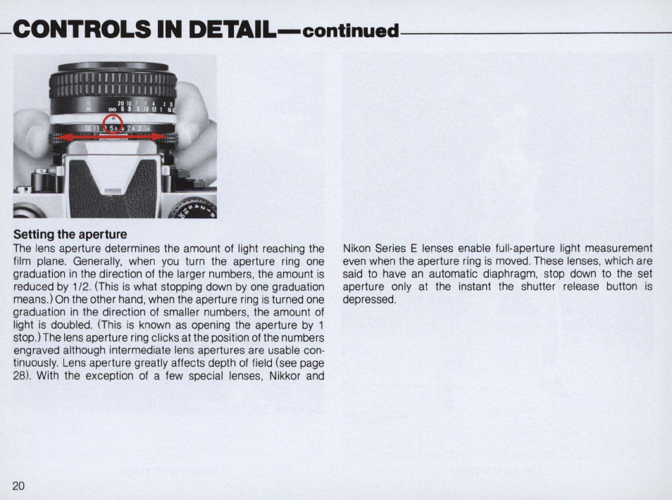 Controls in detail | Nikon FM2 User Manual | Page 20 / 78
