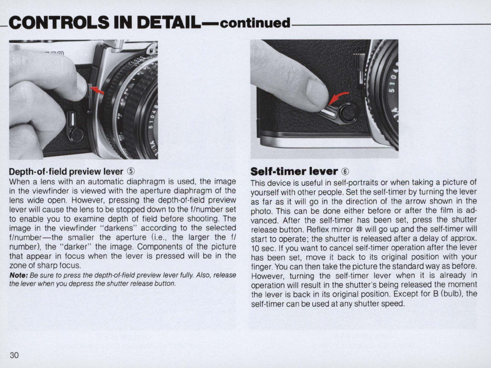 Controls in detail —continued | Nikon FM2 User Manual | Page 30 / 78