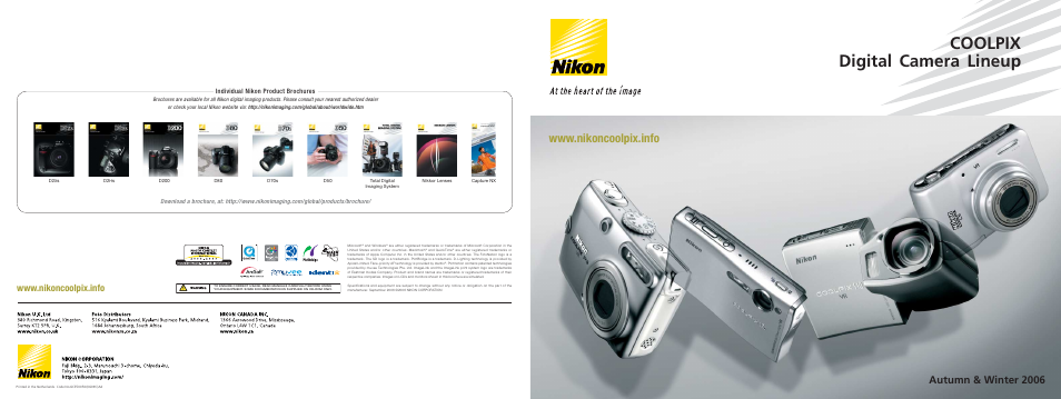 Coolpix digital camera lineup, Autumn & winter 2006, Individual nikon product brochures | Nikon COOLPIX Digital Camera Lineup User Manual | Page 15 / 15