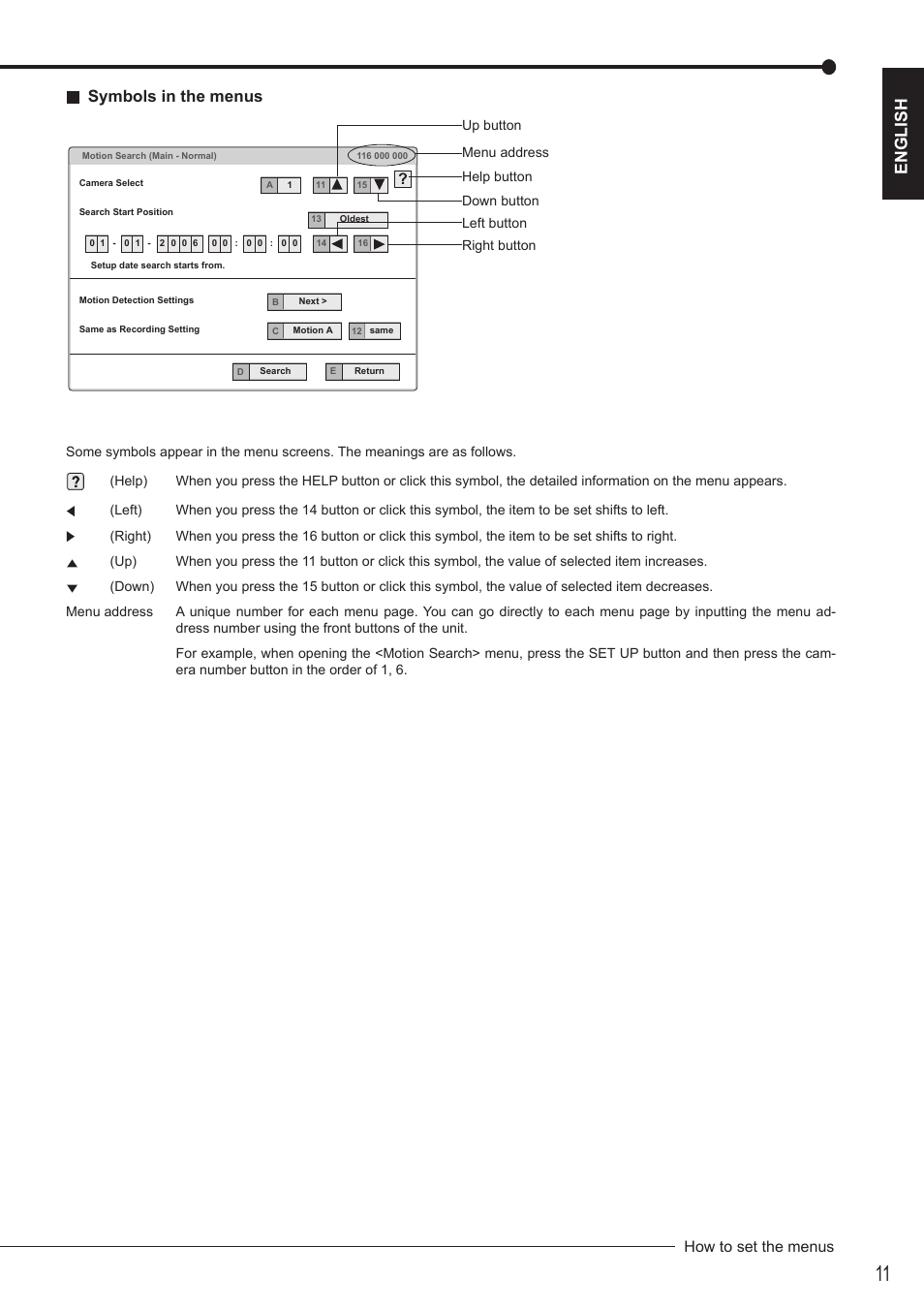 English symbols in the menus, How to set the menus | Nikon DX-TL4516E User Manual | Page 11 / 37