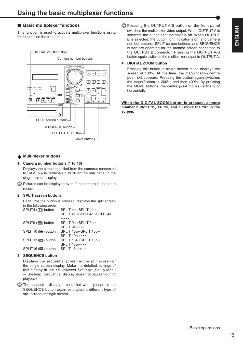 Using the basic multiplexer functions | Nikon DX-TL4516E User Manual | Page 13 / 37