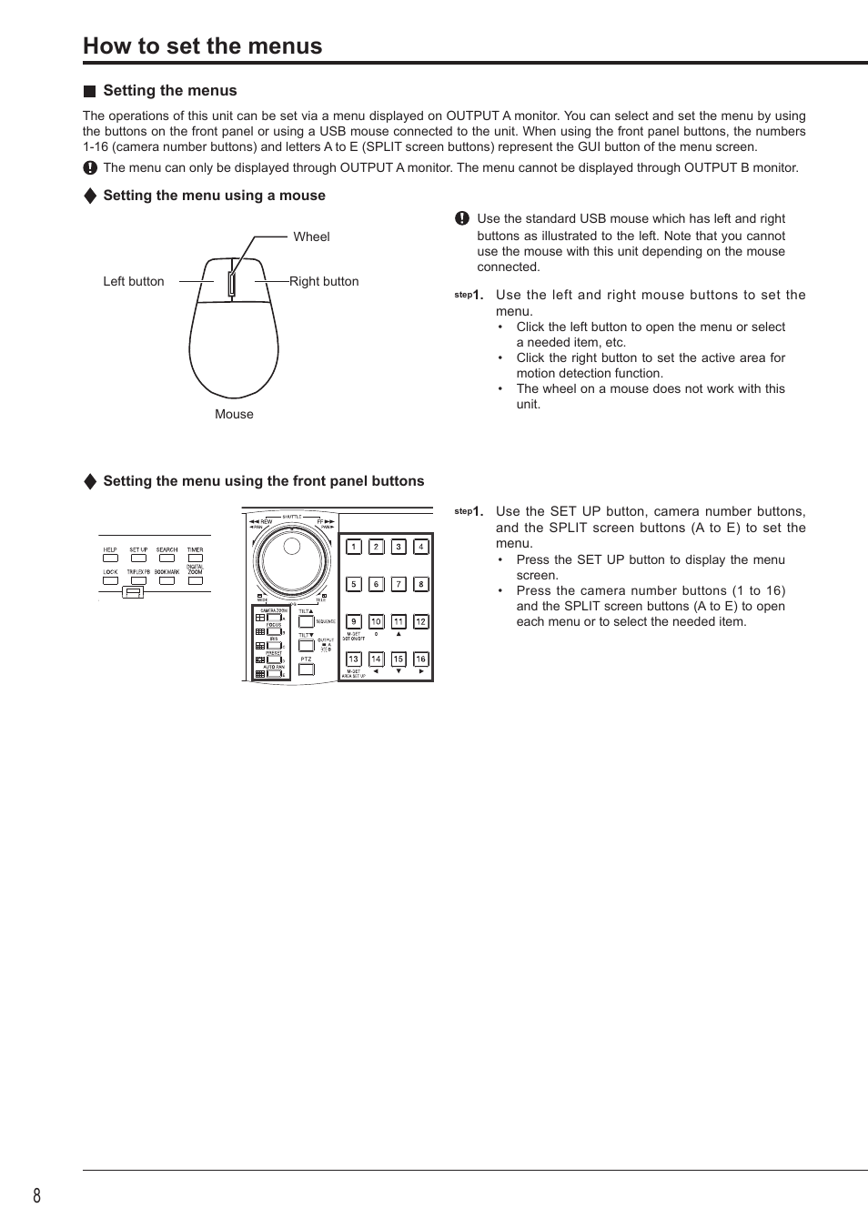 How to set the menus | Nikon DX-TL4516E User Manual | Page 8 / 37