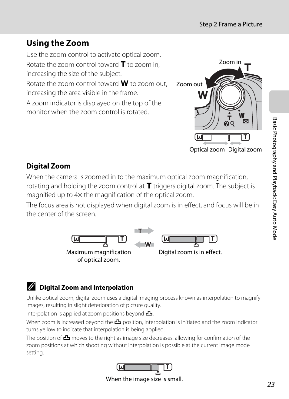 Using the zoom | Nikon Coolpix L100 User Manual | Page 35 / 148