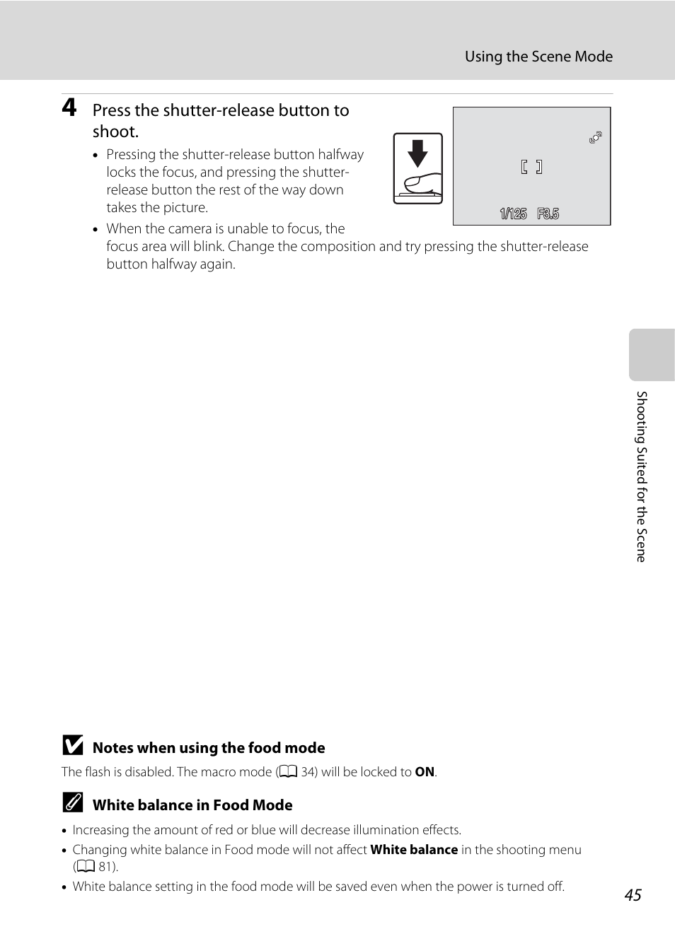 Press the shutter-release button to shoot | Nikon Coolpix L100 User Manual | Page 57 / 148