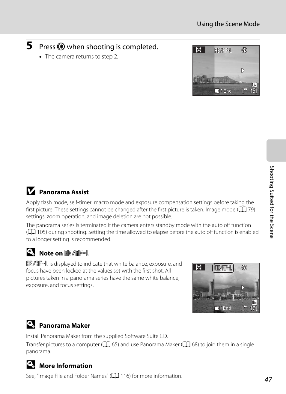 Press k when shooting is completed | Nikon Coolpix L100 User Manual | Page 59 / 148