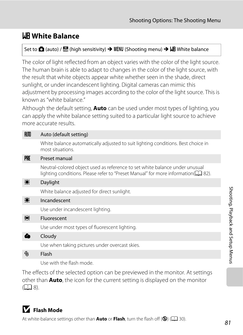 White balance, B white balance, A 81) | A 81 | Nikon Coolpix L100 User Manual | Page 93 / 148