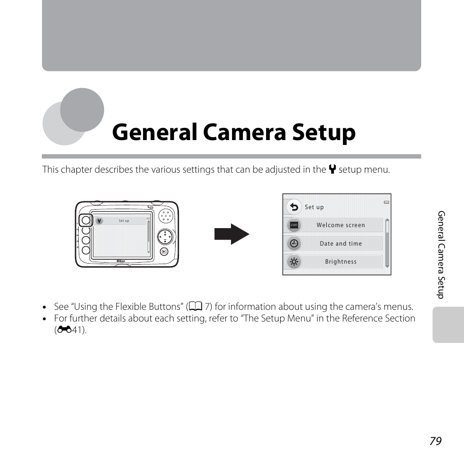 General camera setup | Nikon Coolpix S30 User Manual | Page 105 / 194