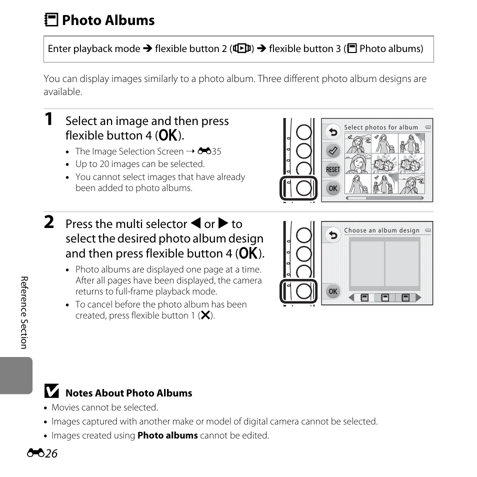 Photo albums, D photo albums | Nikon Coolpix S30 User Manual | Page 132 / 194