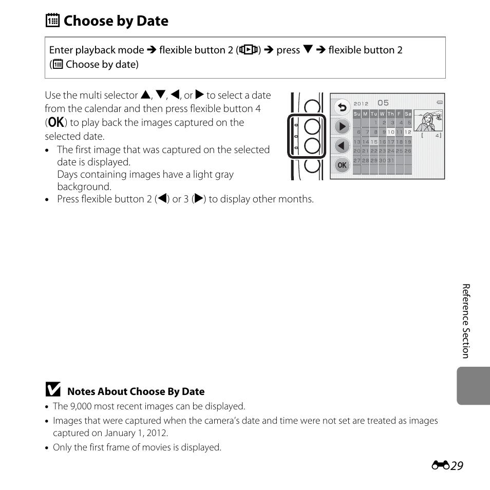 Choose by date, G choose by date | Nikon Coolpix S30 User Manual | Page 135 / 194