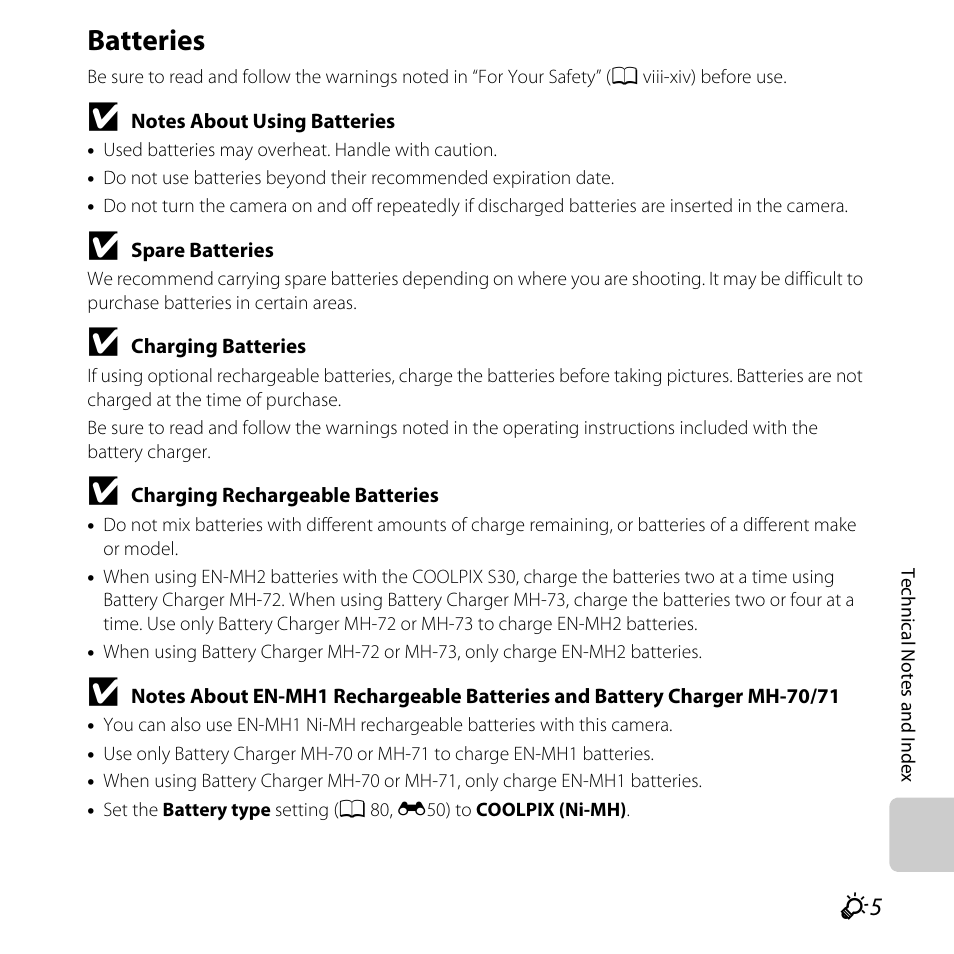 Batteries | Nikon Coolpix S30 User Manual | Page 169 / 194
