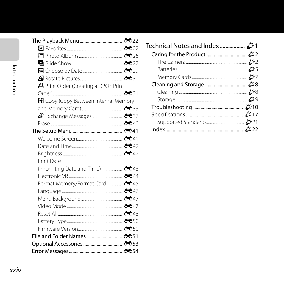 Xxiv | Nikon Coolpix S30 User Manual | Page 26 / 194