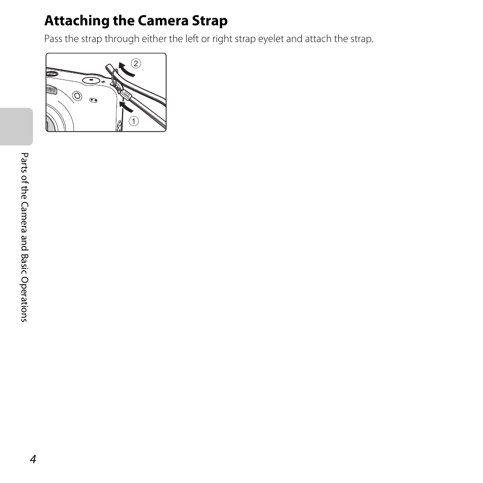 Attaching the camera strap | Nikon Coolpix S30 User Manual | Page 30 / 194