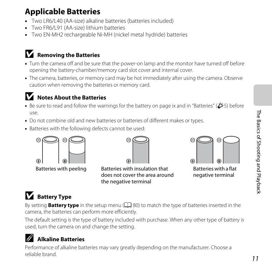 Applicable batteries | Nikon Coolpix S30 User Manual | Page 37 / 194