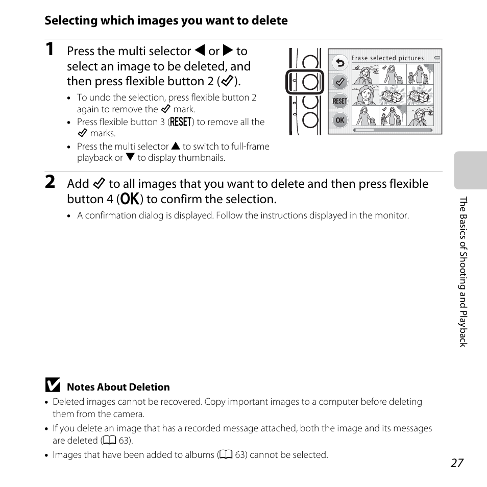 Selecting which images you want to delete | Nikon Coolpix S30 User Manual | Page 53 / 194