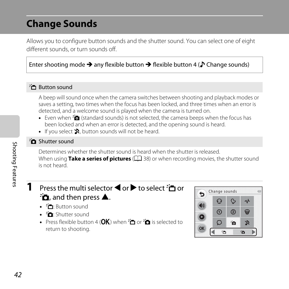 Change sounds | Nikon Coolpix S30 User Manual | Page 68 / 194