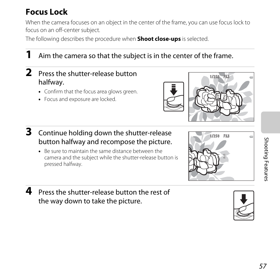 Focus lock, A 57) by focusi | Nikon Coolpix S30 User Manual | Page 83 / 194