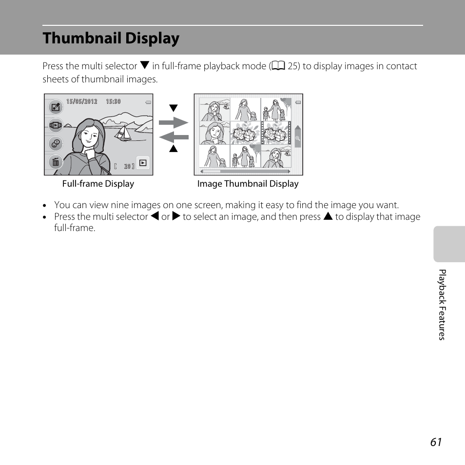 Thumbnail display, A 61 | Nikon Coolpix S30 User Manual | Page 87 / 194