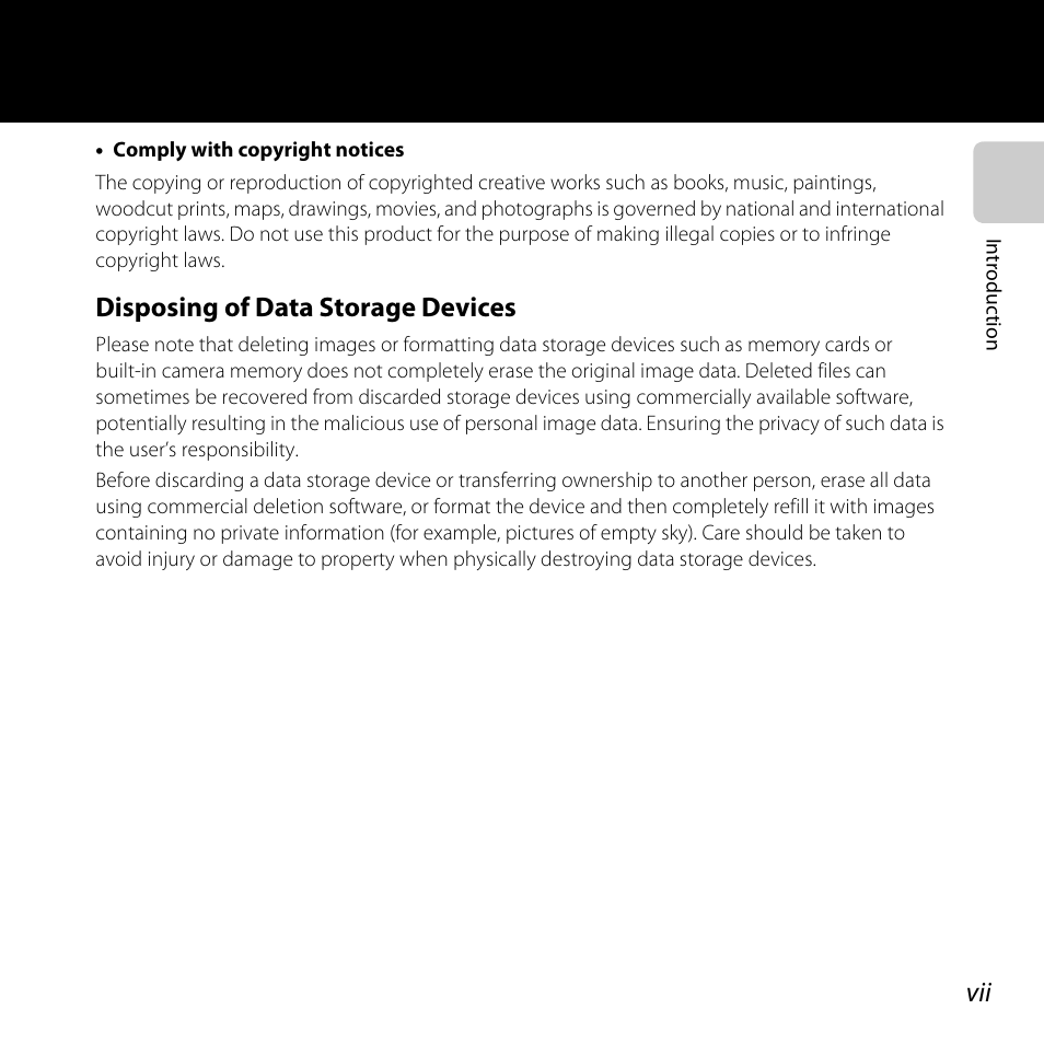 Disposing of data storage devices | Nikon Coolpix S30 User Manual | Page 9 / 194