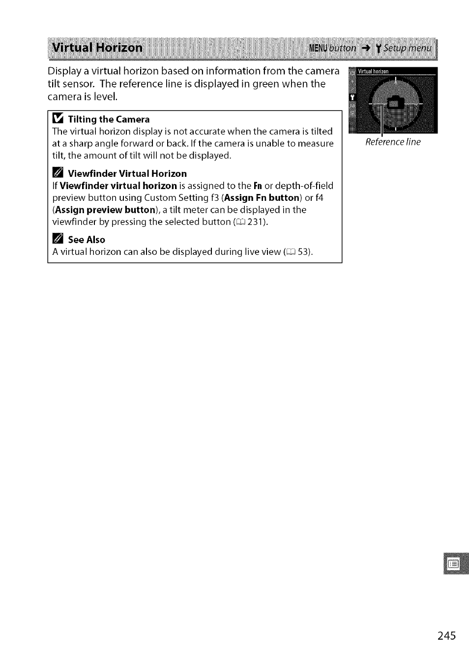 Tilting the camera, Virtual horizon | Nikon D7000 User Manual | Page 11 / 94