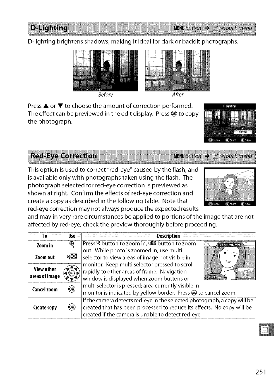 D-lighting, Red-eye correction | Nikon D7000 User Manual | Page 17 / 94