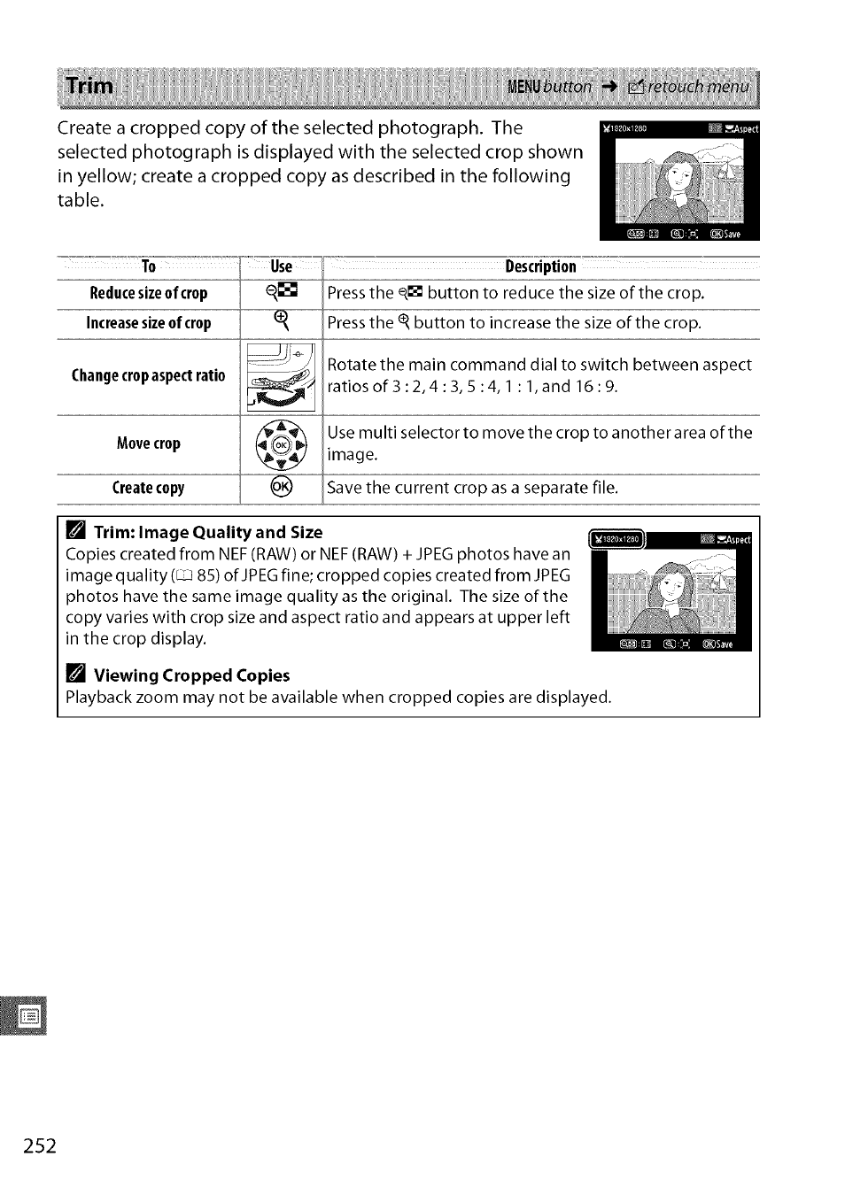 Trim: image quality and size, Trim | Nikon D7000 User Manual | Page 18 / 94