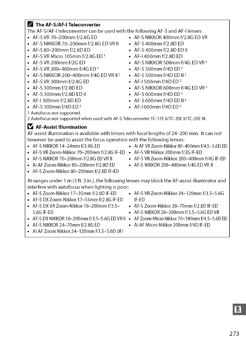 The af-s/af-i teleconverter | Nikon D7000 User Manual | Page 39 / 94