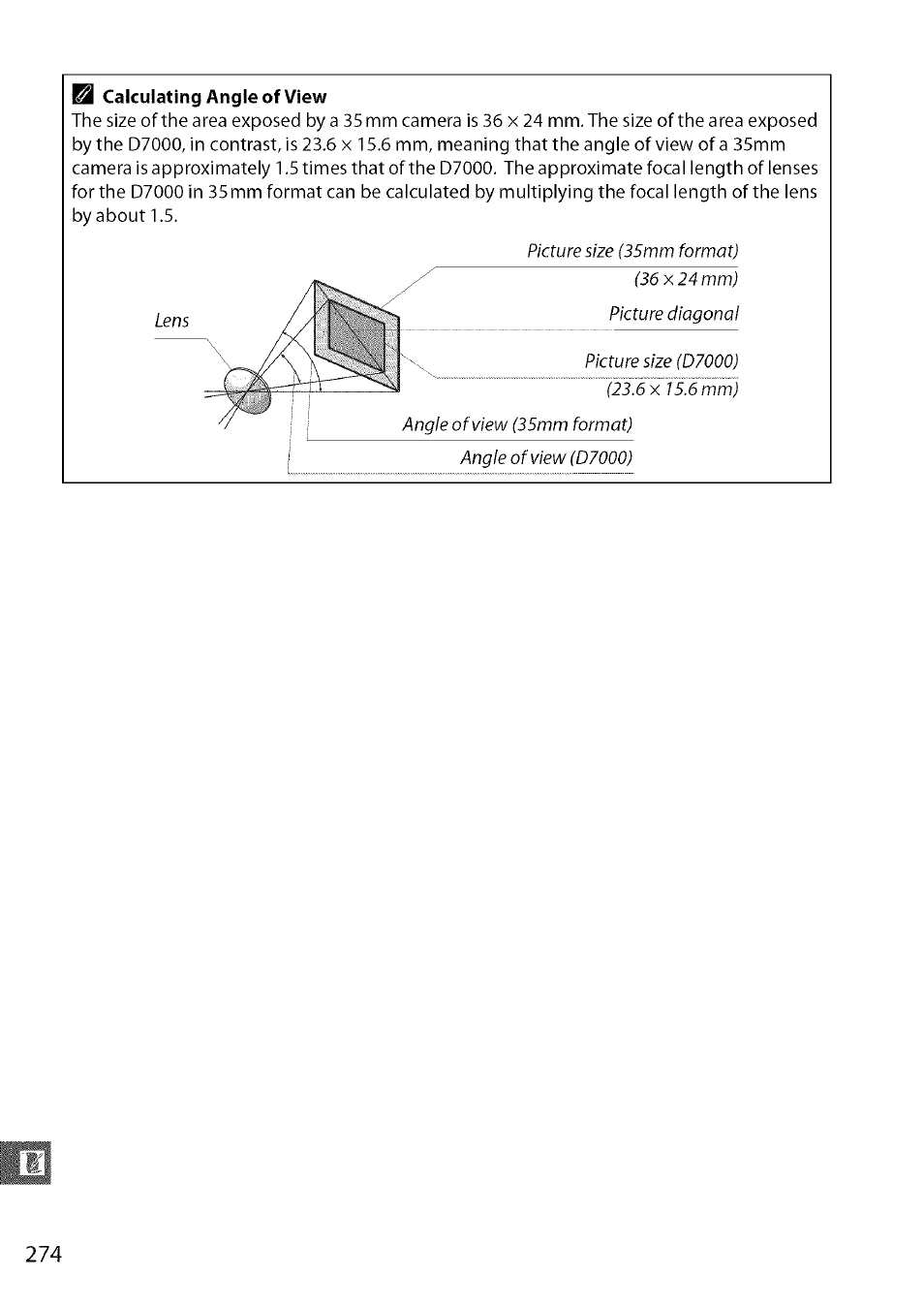 Calculating angle of view | Nikon D7000 User Manual | Page 40 / 94