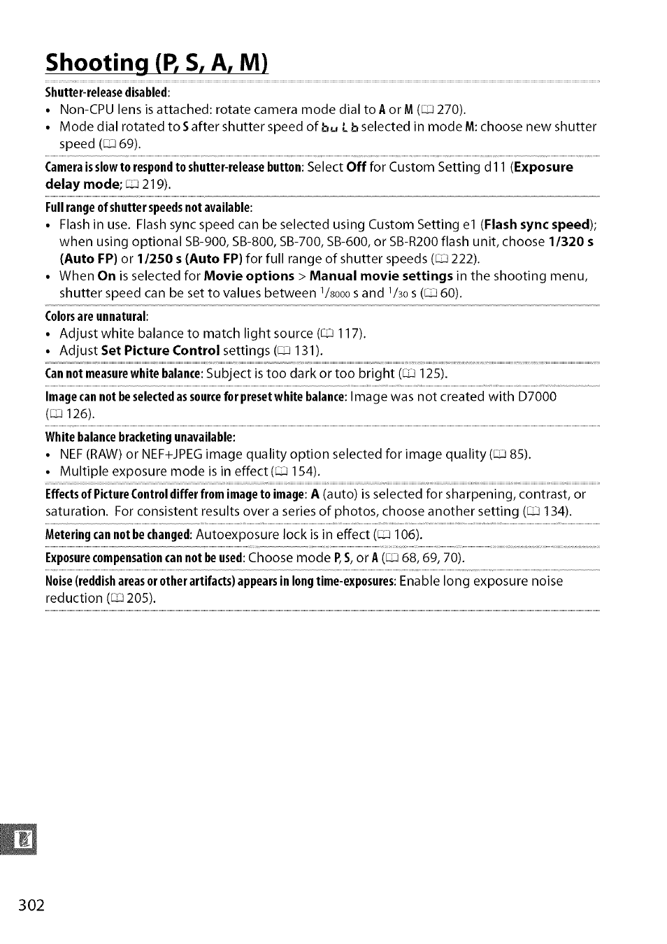 Shooting (r s, a, m), Shutter-release disabled, Colors are unnatural | Nikon D7000 User Manual | Page 68 / 94