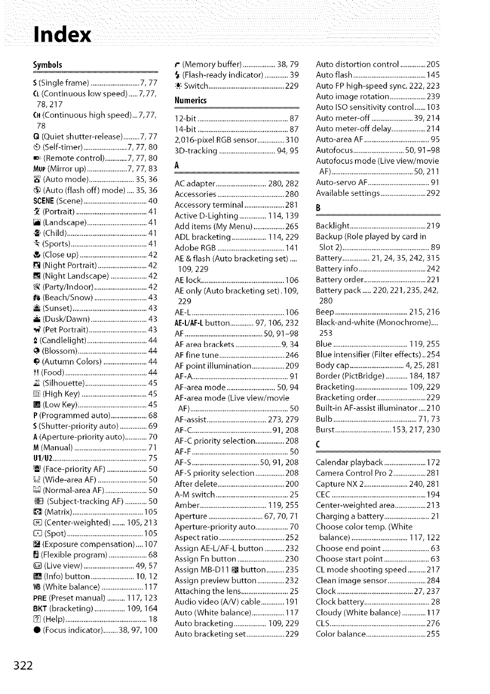 Index, Symbols, Numerics | Nikon D7000 User Manual | Page 88 / 94