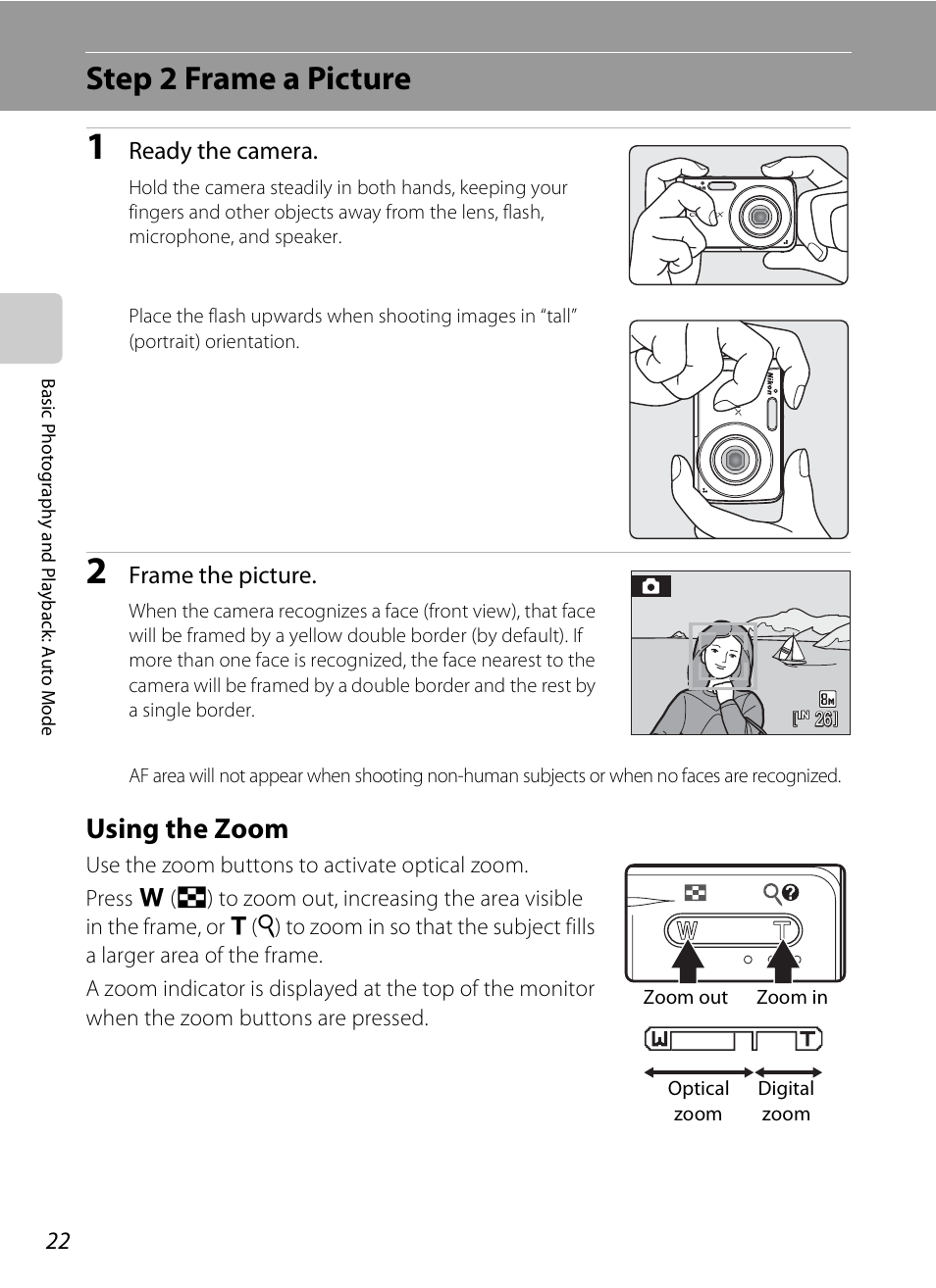 Step 2 frame a picture, Using the zoom | Nikon Coolpix S210 User Manual | Page 34 / 148