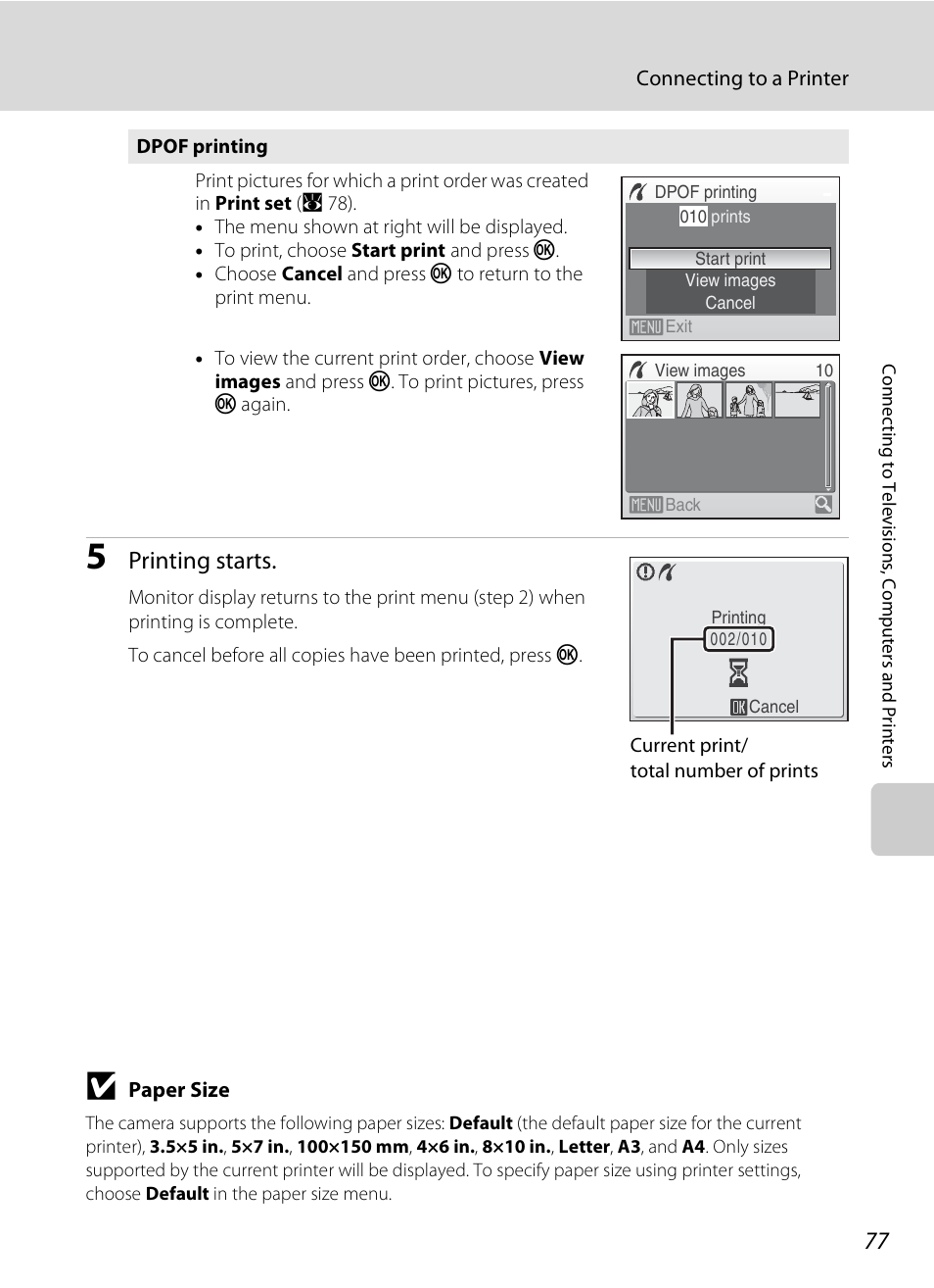 Printing starts | Nikon Coolpix S210 User Manual | Page 89 / 148