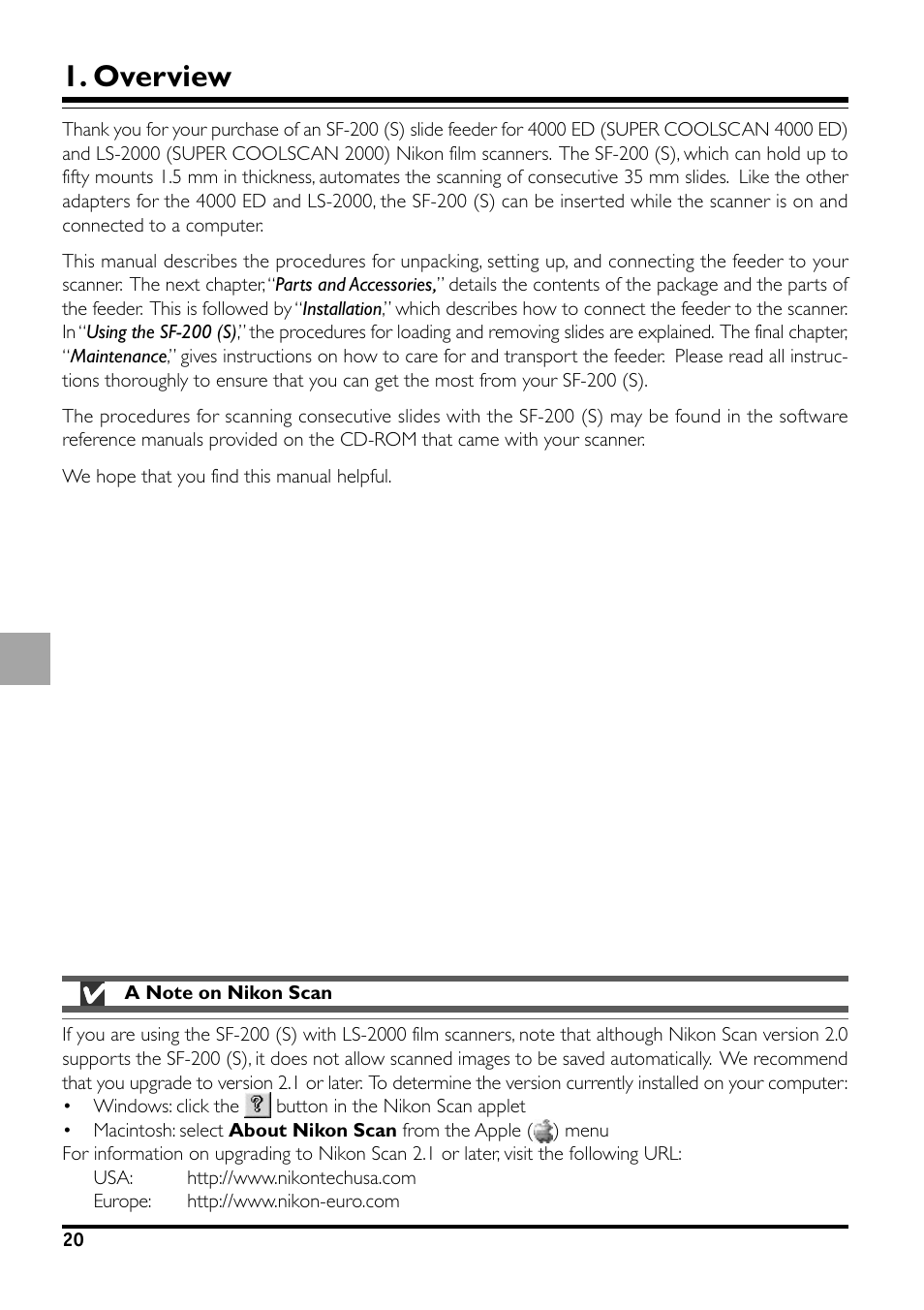 Overview | Nikon SF-200 User Manual | Page 4 / 16