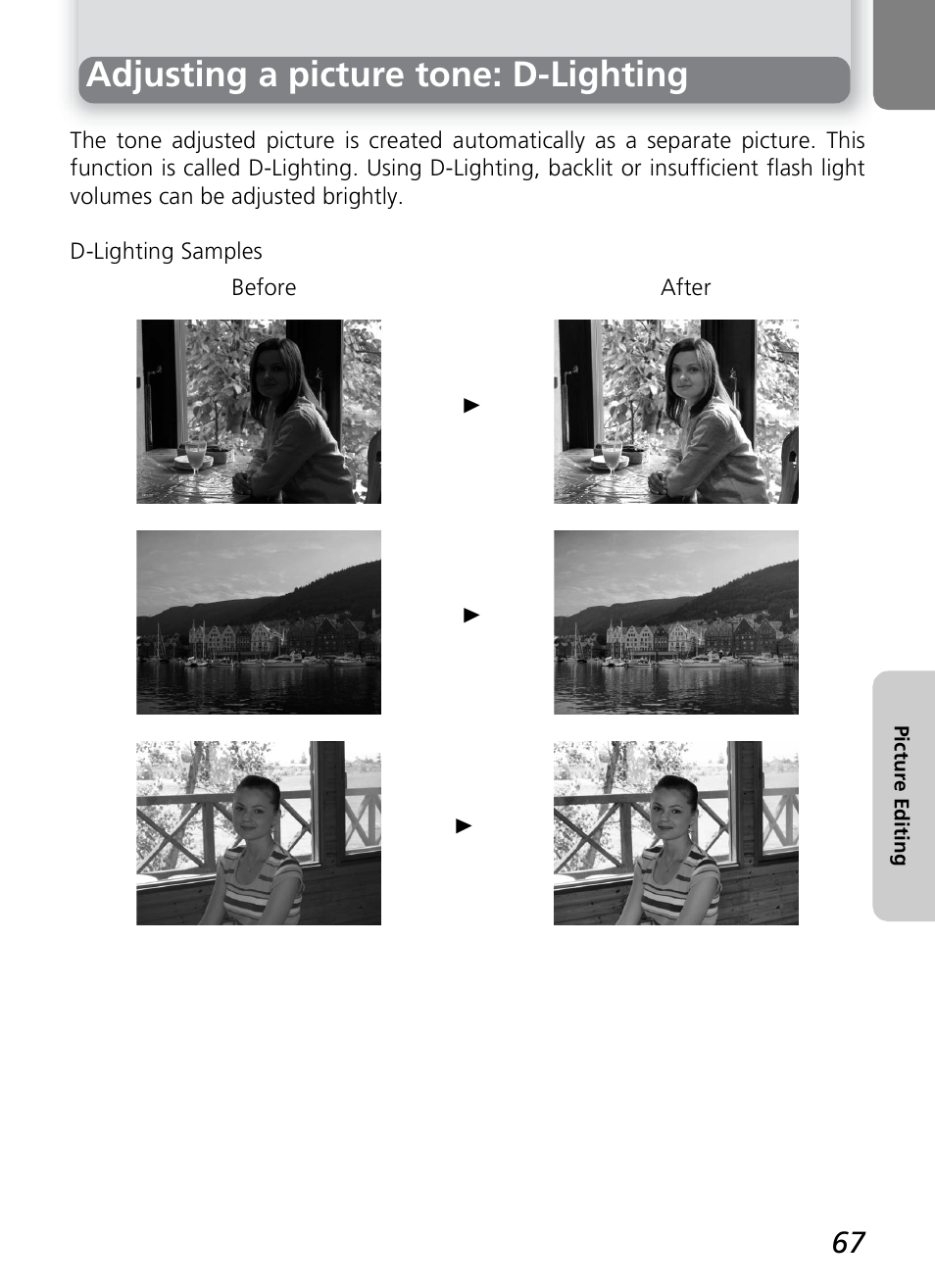 Adjusting a picture tone: d-lighting | Nikon COOLPIX 7600 User Manual | Page 77 / 140