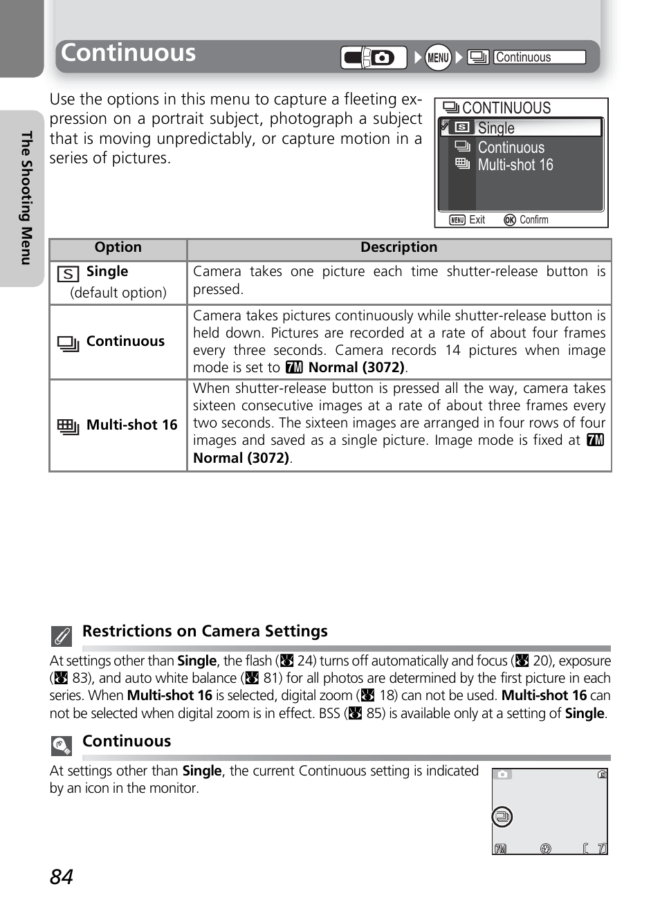 Continuous | Nikon COOLPIX 7600 User Manual | Page 94 / 140