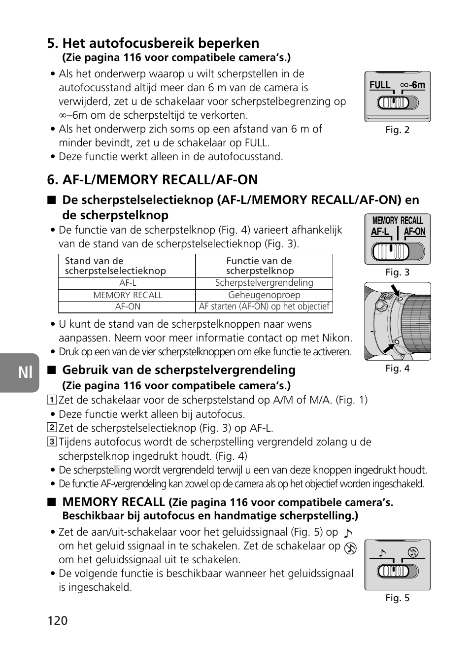 Het autofocusbereik beperken | Nikon AF-S User Manual | Page 120 / 196