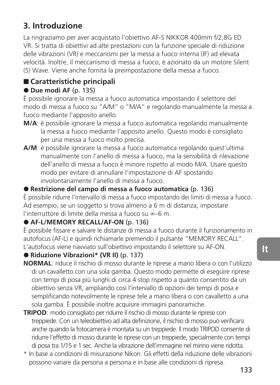 Introduzione | Nikon AF-S User Manual | Page 133 / 196