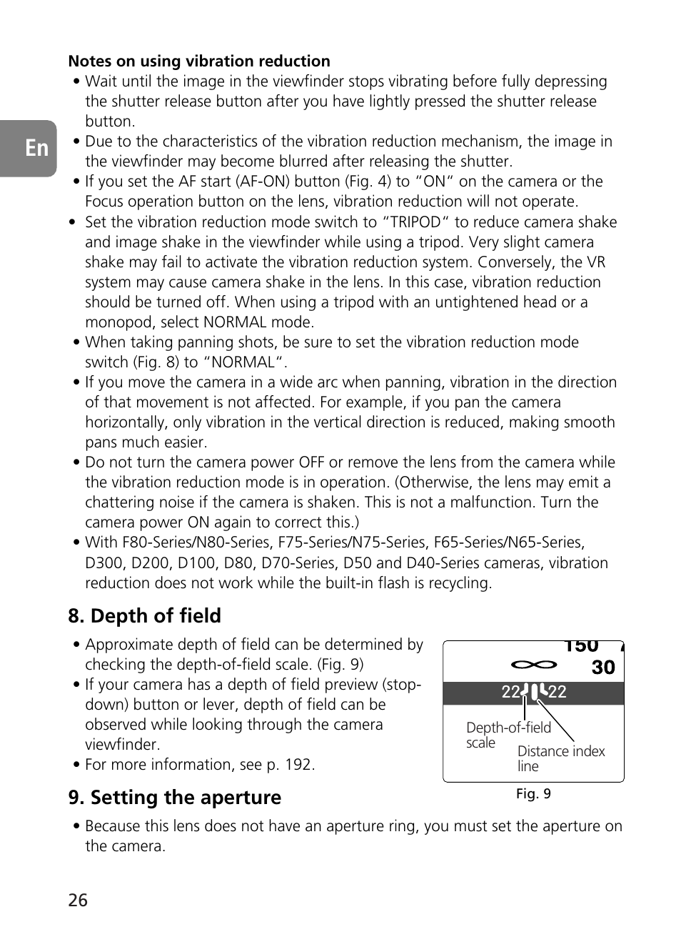 Depth of field, Setting the aperture | Nikon AF-S User Manual | Page 26 / 196