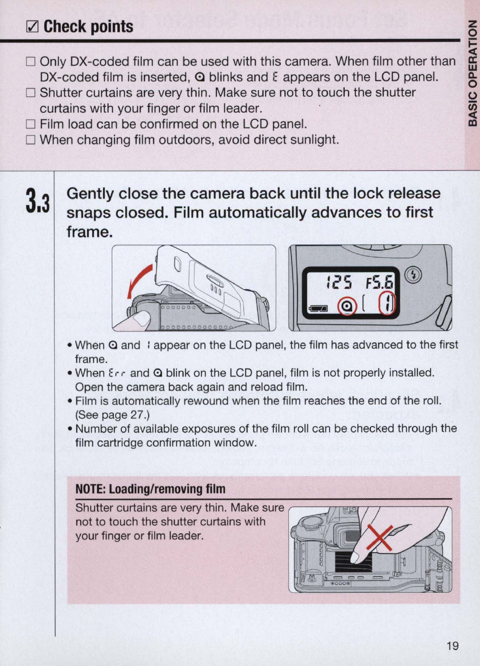 Note: loading/removing film | Nikon Camera N60 User Manual | Page 19 / 82