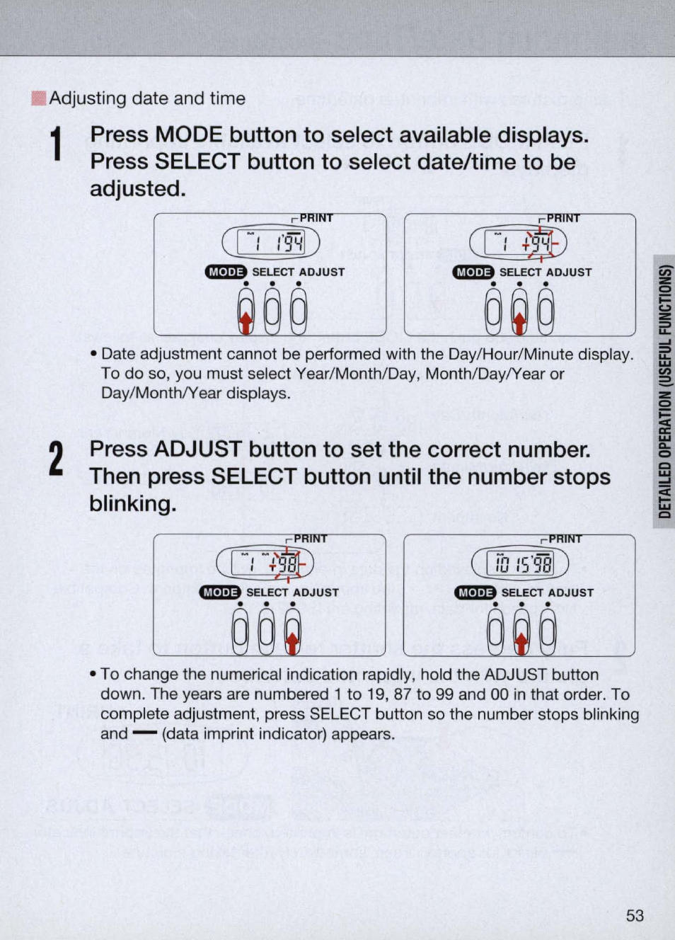 Ladjusting date and time | Nikon Camera N60 User Manual | Page 53 / 82