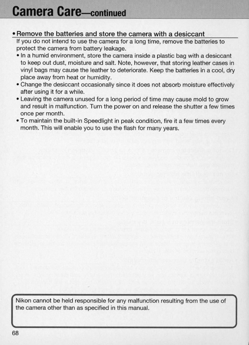 Camera care-continued | Nikon Camera N60 User Manual | Page 68 / 82