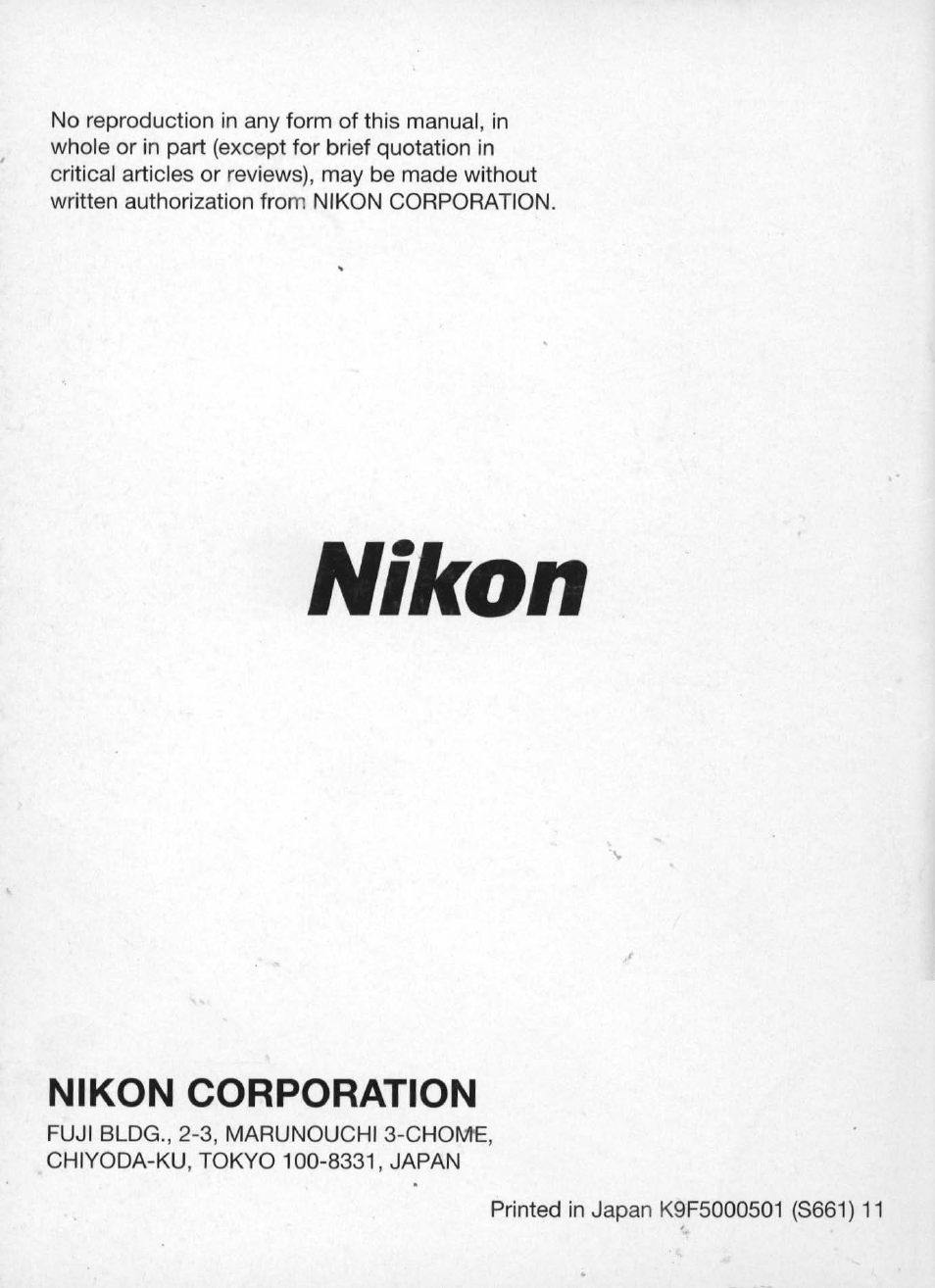 Nikon corporation, Nikon | Nikon Camera N60 User Manual | Page 80 / 82