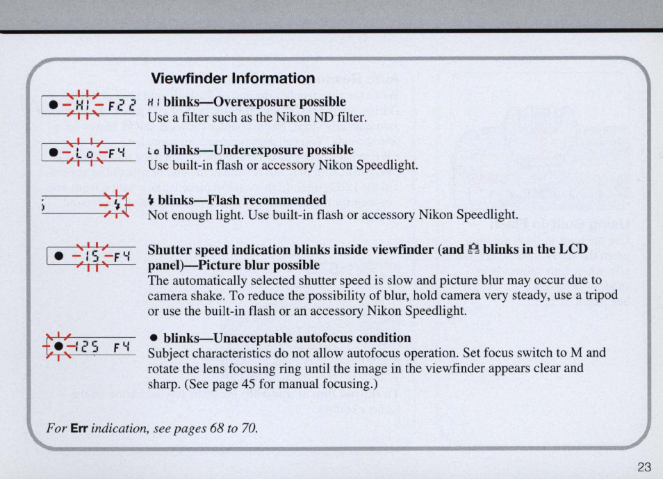 For example, set to close-up program | Nikon Camera F50 User Manual | Page 23 / 97