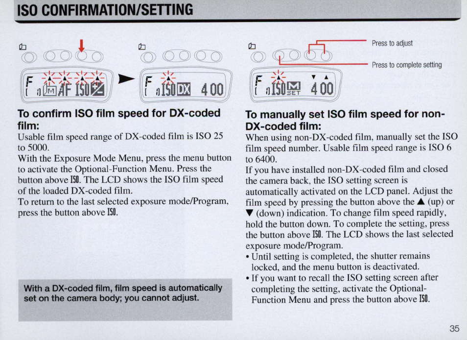 Reset function | Nikon Camera F50 User Manual | Page 35 / 97