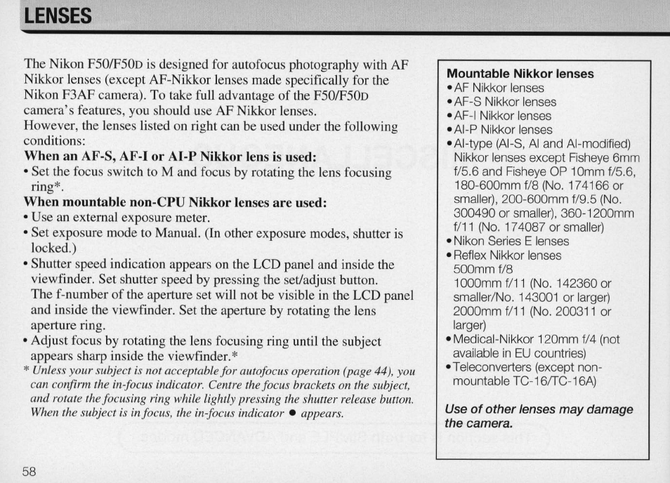 Print, Wiia select adjust, Imprinting date/time | Nikon Camera F50 User Manual | Page 58 / 97