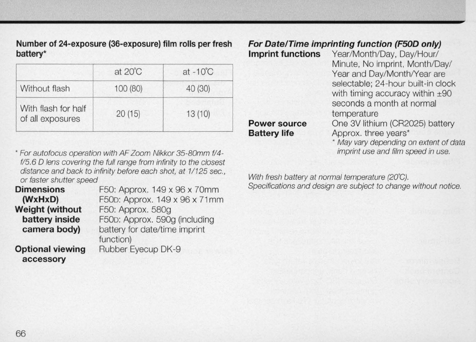 Nikon Camera F50 User Manual | Page 66 / 97